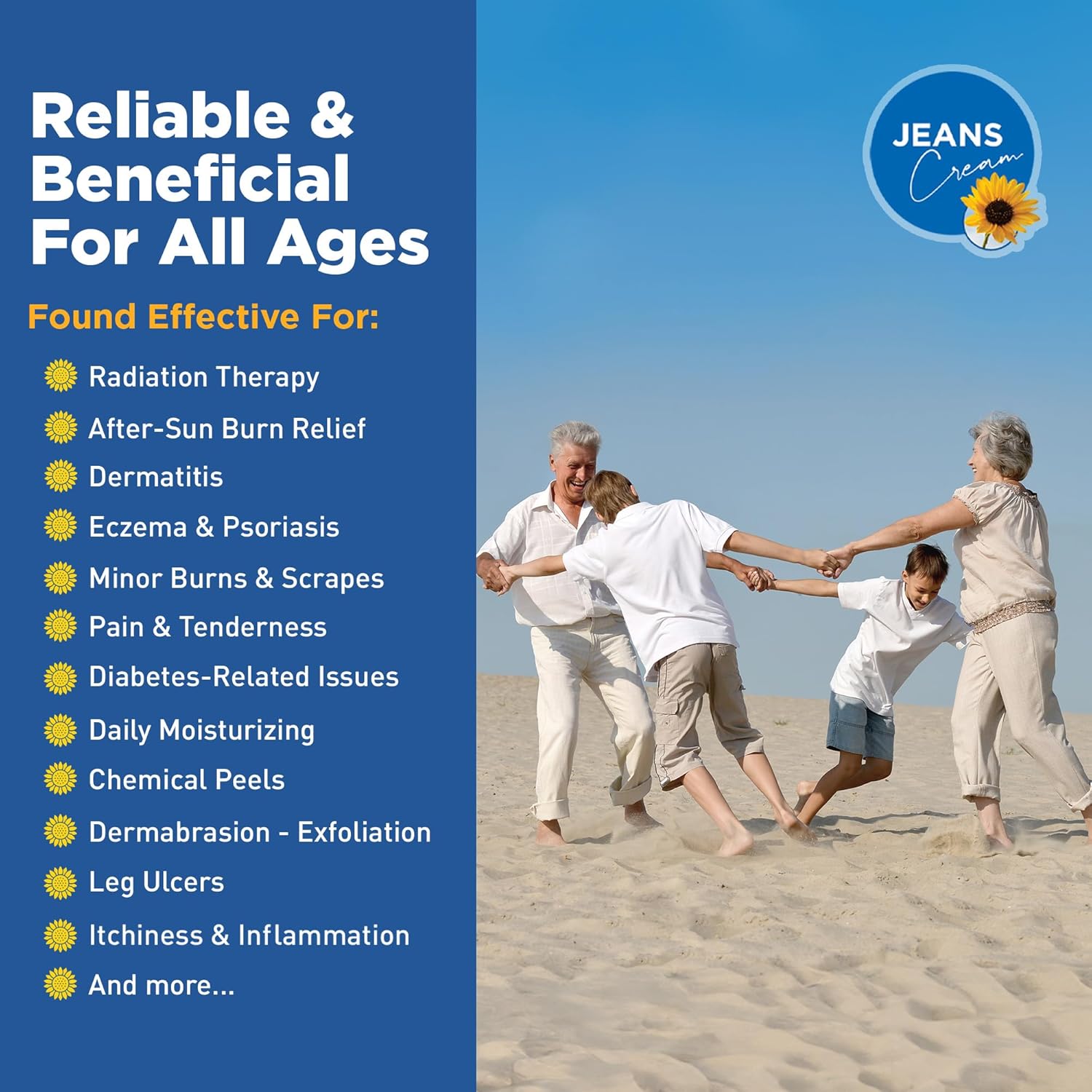 Jeans Cream, Maximum Skin Therapy Radiation Burn Cream, Moisturizing Vitamin E and Aloe Vera Cream for Compromised Skin, Minor Cuts, Sunburn and More, Non-Greasy Formula, 7 oz Jeans Cream, Maximum Skin Therapy Radiation Burn Cream, Moisturizing Vitamin E and Aloe Vera Cream for Compromised Skin, Minor Cuts, Sunburn and More, Non-Greasy Formula, 7 oz