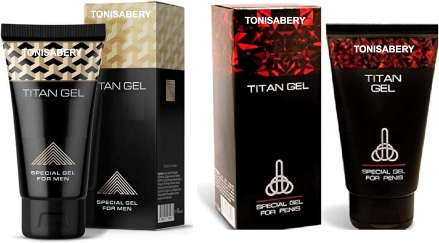 Tonisaberey Gel Red for Men with Original Natural Ti-tan Gel Massage Cream 50ml (Pack of 2)