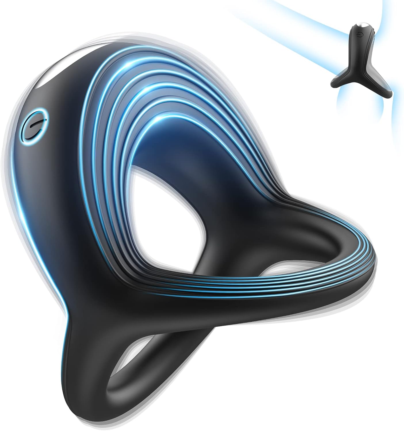 Vibrating Cock Ring, Rechargeable Silicone Stretchy Penis Ring Vibrator with 10 Frequencies, Triangular Male Erection Enhancing Sex Toy for Man and Couple Play