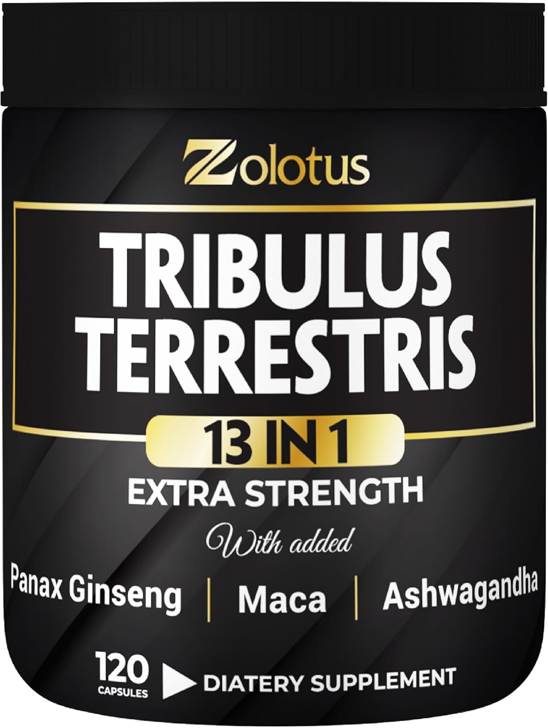 Zolotus 13in1 Tribulus Terrestris Capsules with Maca, Horny Goat Weed, Panax Ginseng, Saw Palmetto, Tongkat Ali, Shilajit  More - Energy, Stamina Supplement for Men  Women - 120 Counts