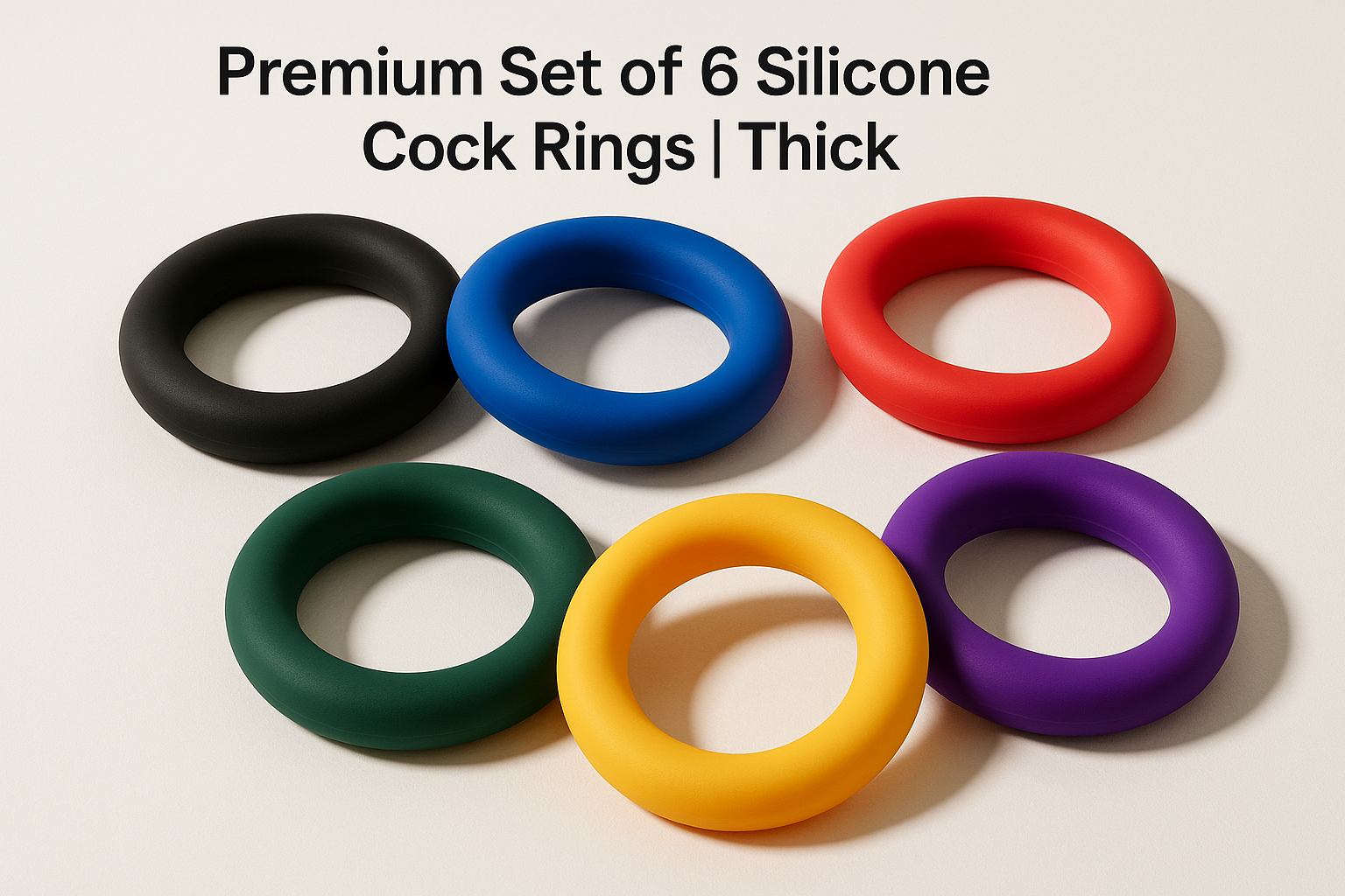 Premium Set of 6 Silicone Cock Rings | Thick