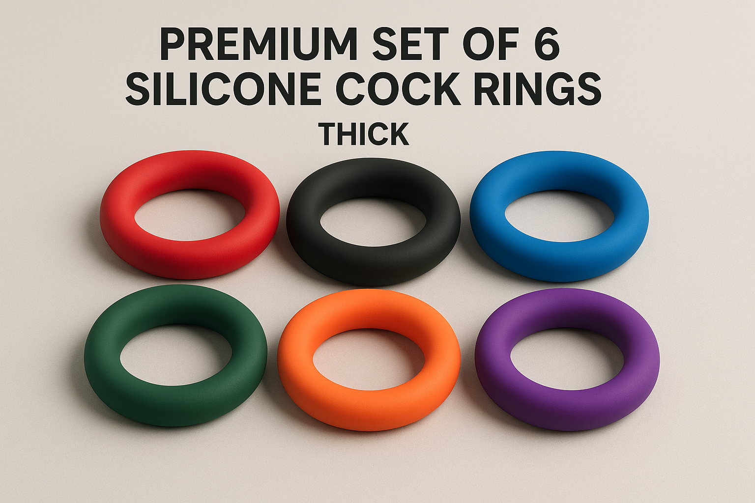 Premium Set of 6 Silicone Cock Rings | Thick