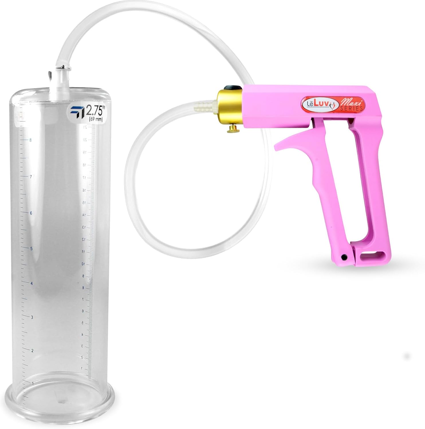 LeLuv Penis Pump Maxi Red Handle with Clear Hose - inch Length x 2.50 inch Diameter Cylinder