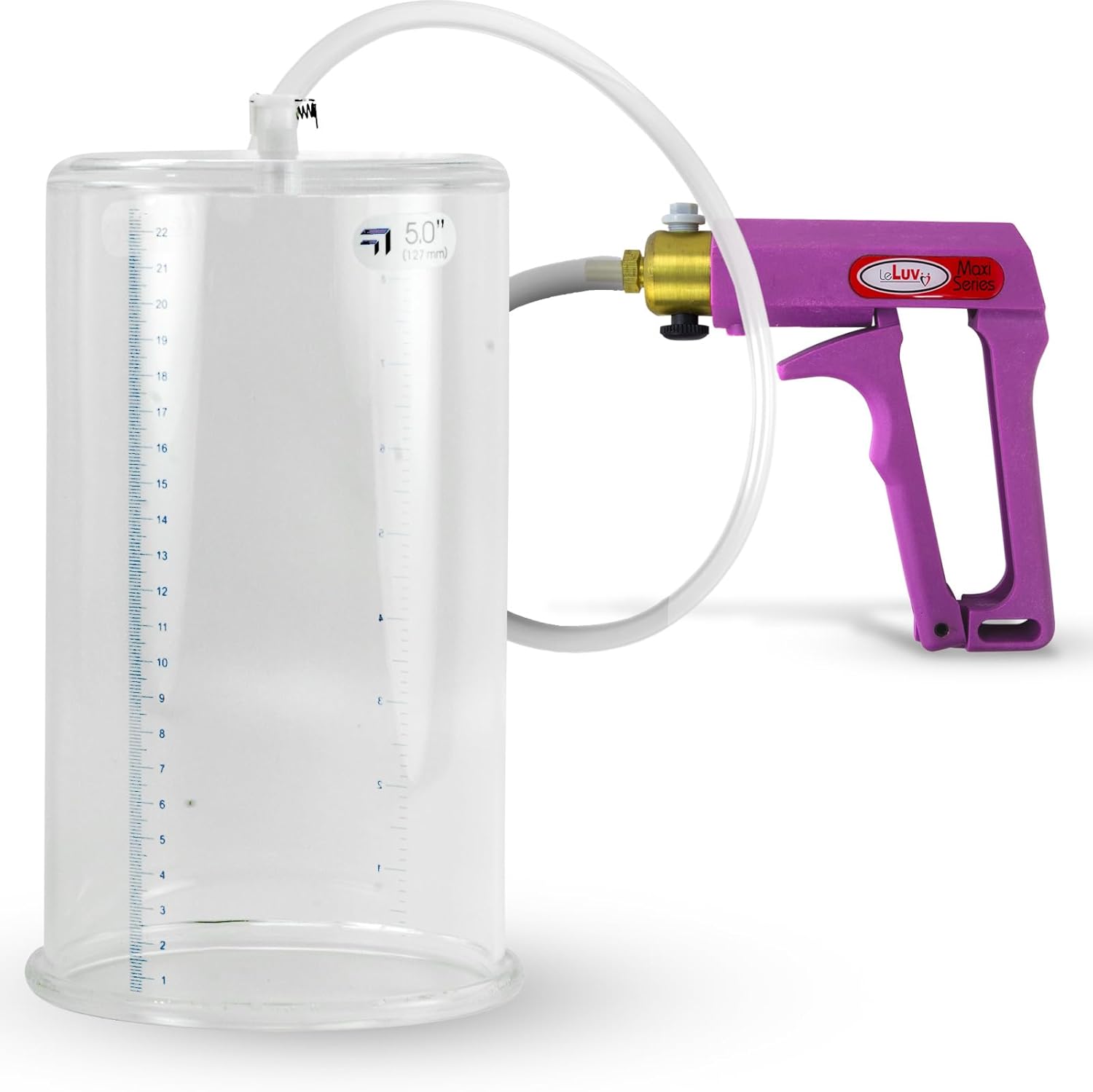 LeLuv Penis Pump Maxi Red Handle with Clear Hose - inch Length x 2.50 inch Diameter Cylinder