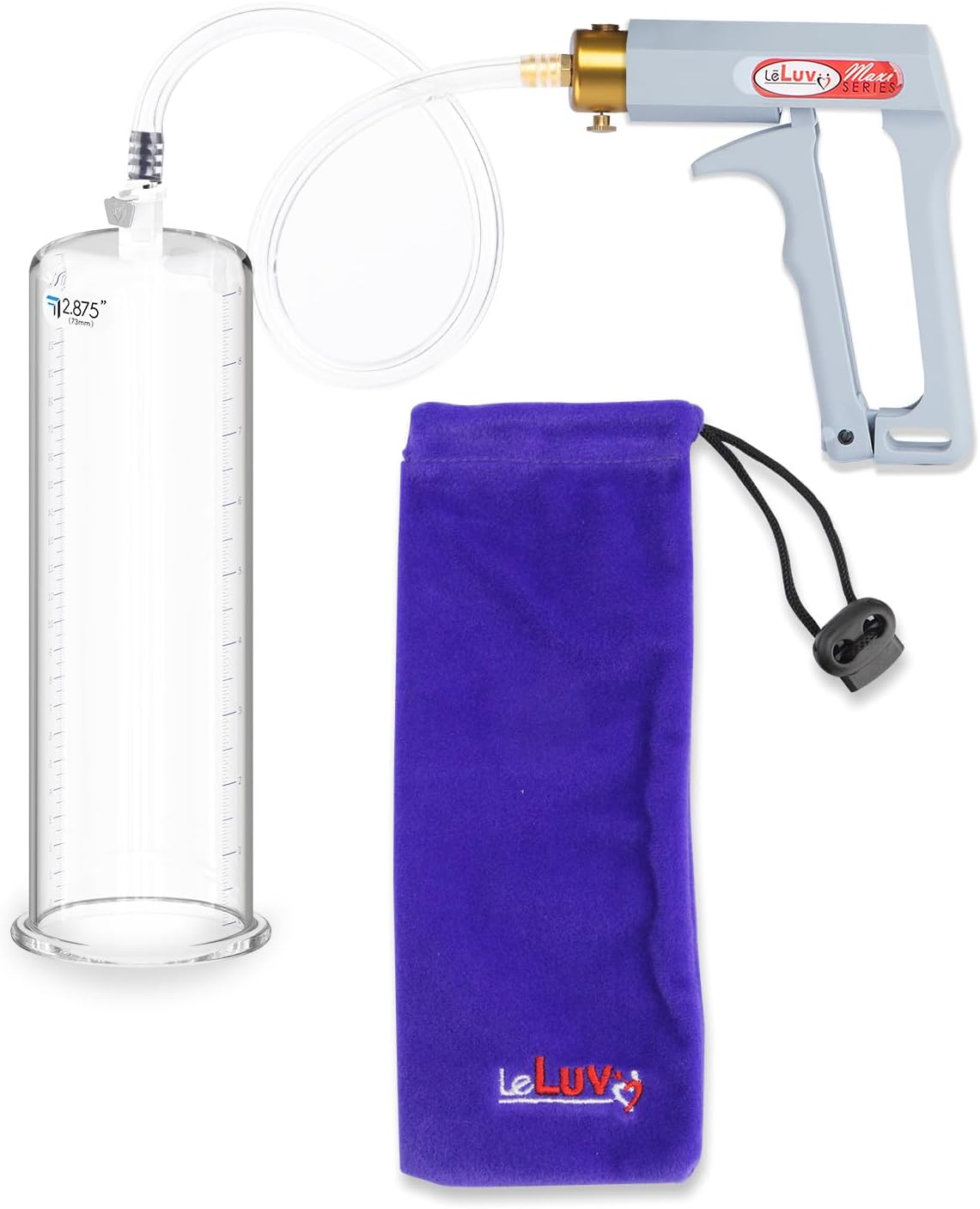 LeLuv Penis Pump Maxi Red Handle with Clear Hose - inch Length x 2.50 inch Diameter Cylinder