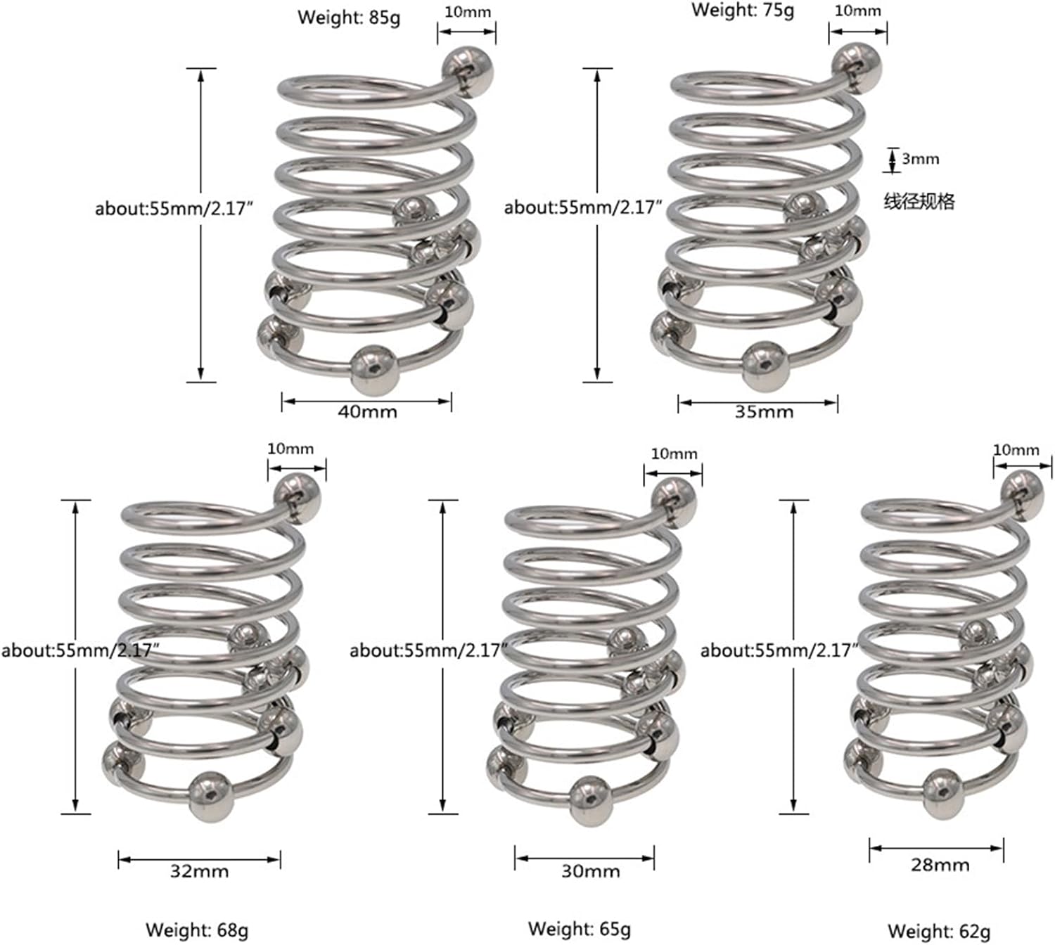 Stainless Steel Multi-Bead Penis Ring Male Cock Ring Masturbation Appliance Sex Toy
