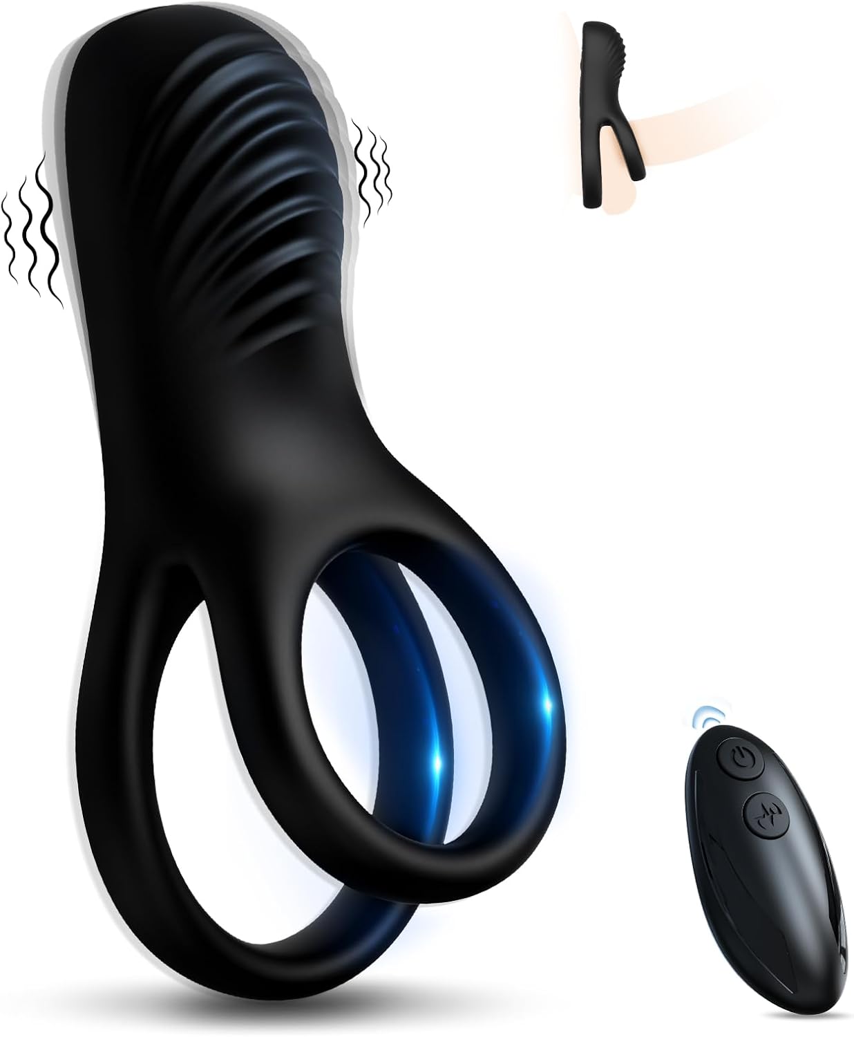 Vibrating Cock Ring with Clitoral Stimulator, Silicone Penis Ring Vibrator with Vibration Modes, Rechargeable Adult Sex Toys  Games, Clit Vibrators for Men, Women, Couples, Black