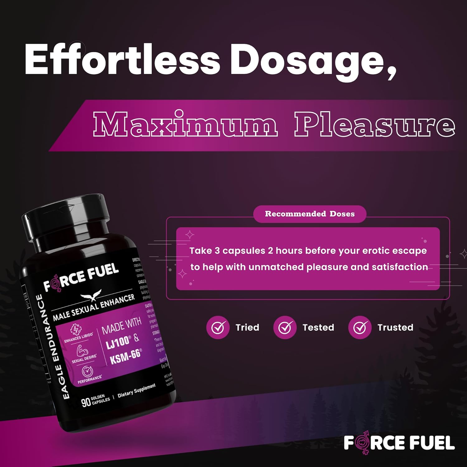 FORCE FUEL Herbal Supplement Sex Pills for Men – Last Longer in Bed and Enhance Erection Sensitivity – Includes Lab-Tested LJ100 Tongkat Ali KSM-66 Ashwagandha – Doses for Men Eagle Endurance FORCE FUEL Herbal Supplement Sex Pills for Men – Last Longer in Bed and Enhance Erection Sensitivity – Includes Lab-Tested LJ100 Tongkat Ali KSM-66 Ashwagandha – Doses for Men Eagle Endurance