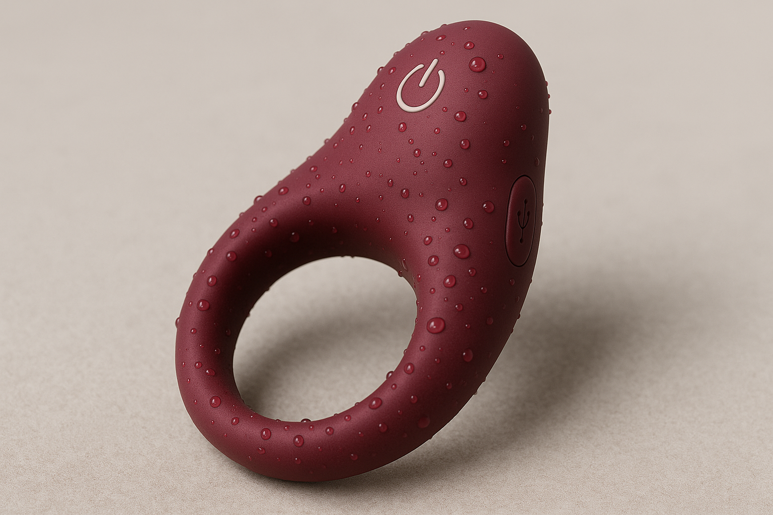 IMO Full Silicone Vibrating Cock Ring - Waterproof Rechargeable Penis Ring Vibrator - Sex Toy for Male or Couples (Wine Red)