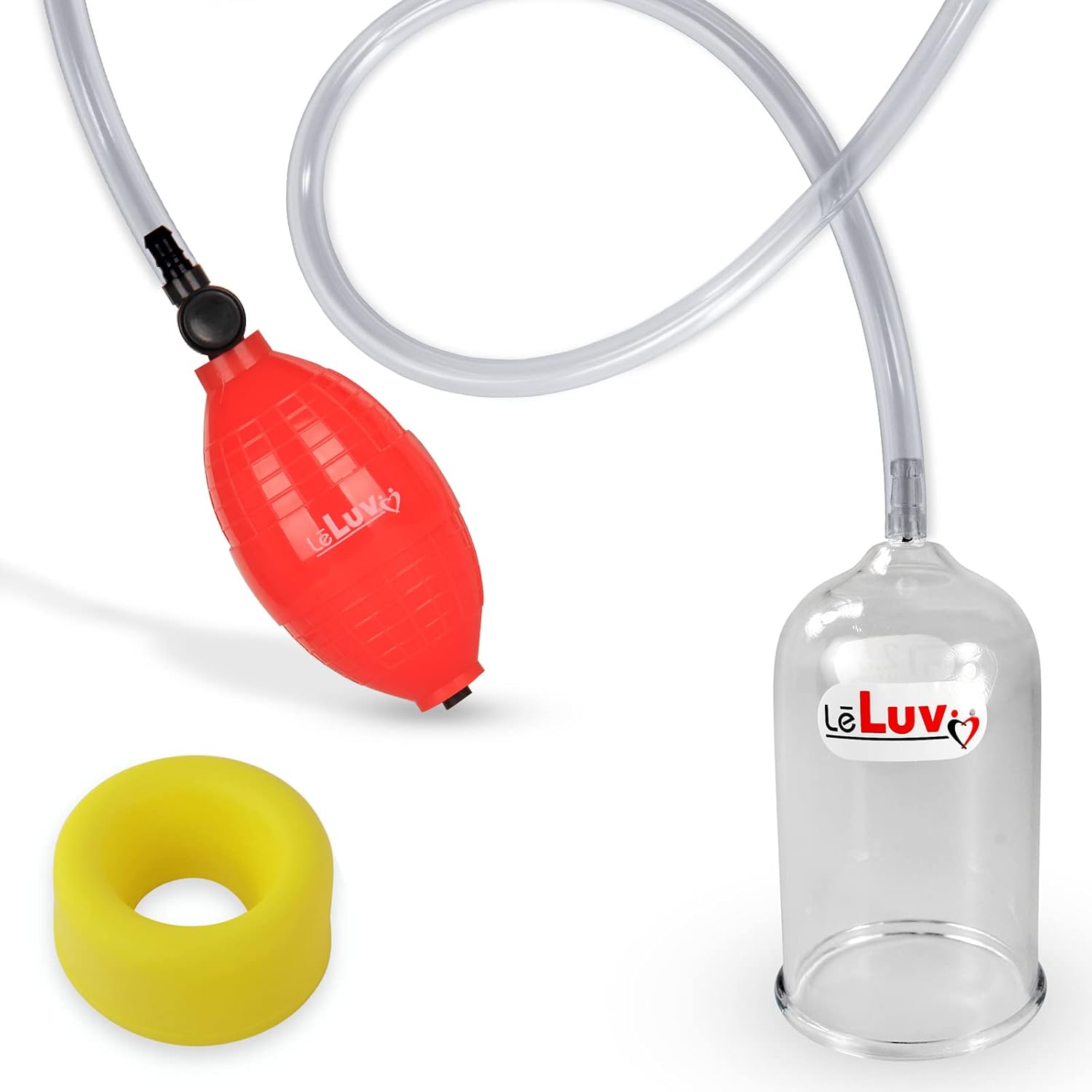 LeLuv EasyOp Tgrip Handle Penis Glans (Head) Vacuum Pump Kit with Silicone Heavy Duty Black Sleeve