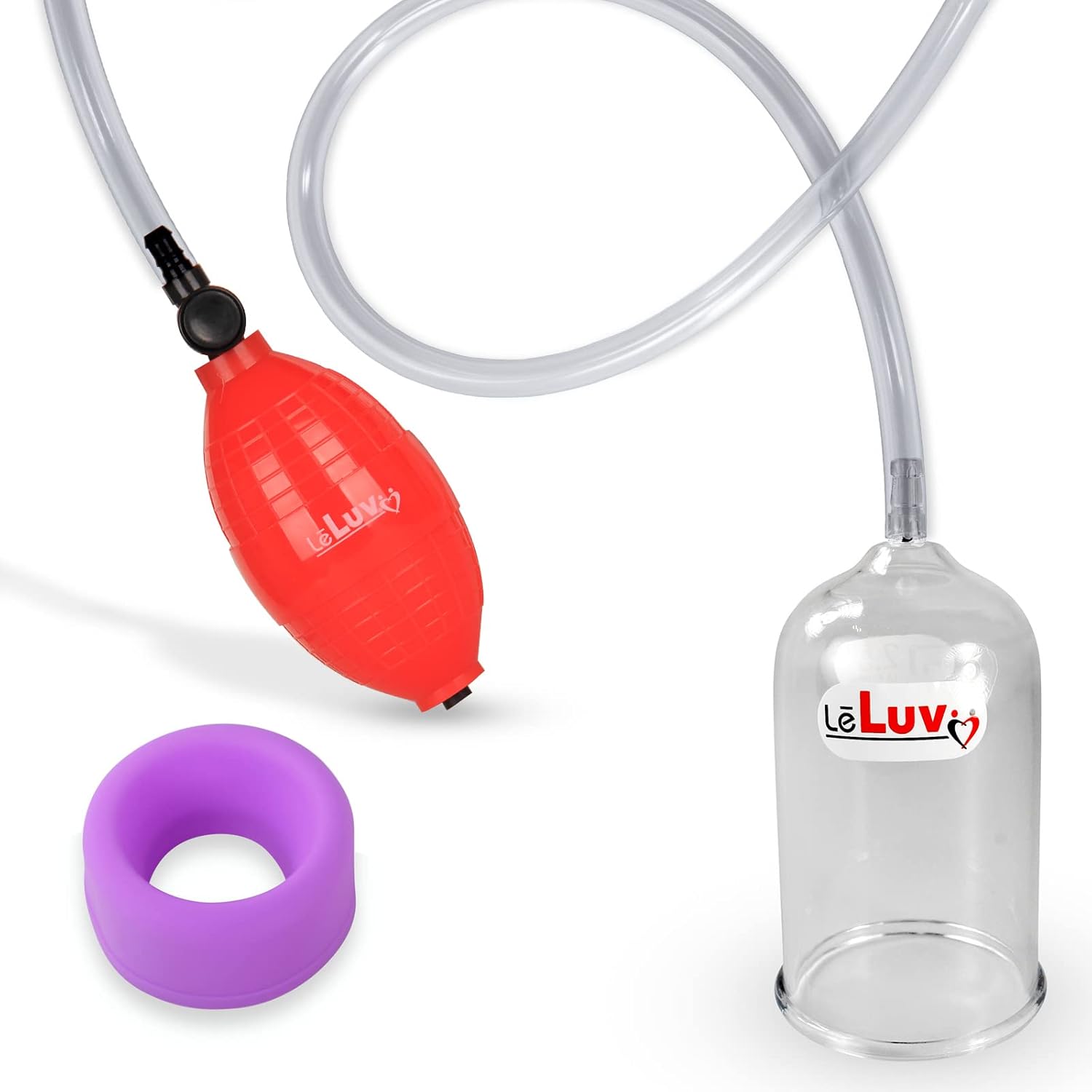 LeLuv EasyOp Tgrip Handle Penis Glans (Head) Vacuum Pump Kit with Silicone Heavy Duty Black Sleeve