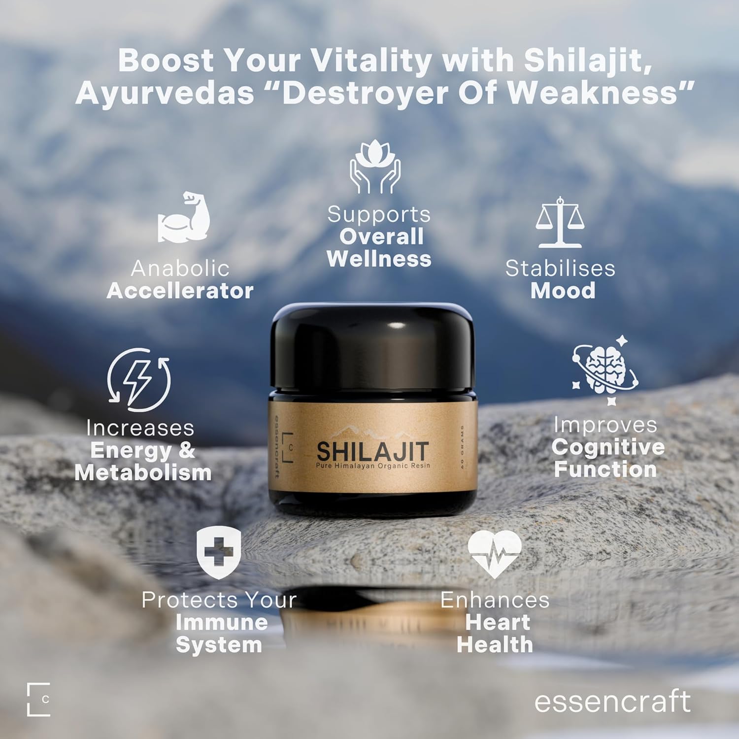 Organic Himalayan Shilajit Resin - 500mg Max Potency, Lab Tested Pure Shilajit for Men and Women, 85+ Trace Minerals Fulvic Acid, Immune Support, Energy Cognitive Performance, Month Supply, 60g Organic Himalayan Shilajit Resin - 500mg Max Potency, Lab Tested Pure Shilajit for Men and Women, 85+ Trace Minerals Fulvic Acid, Immune Support, Energy Cognitive Performance, Month Supply, 60g