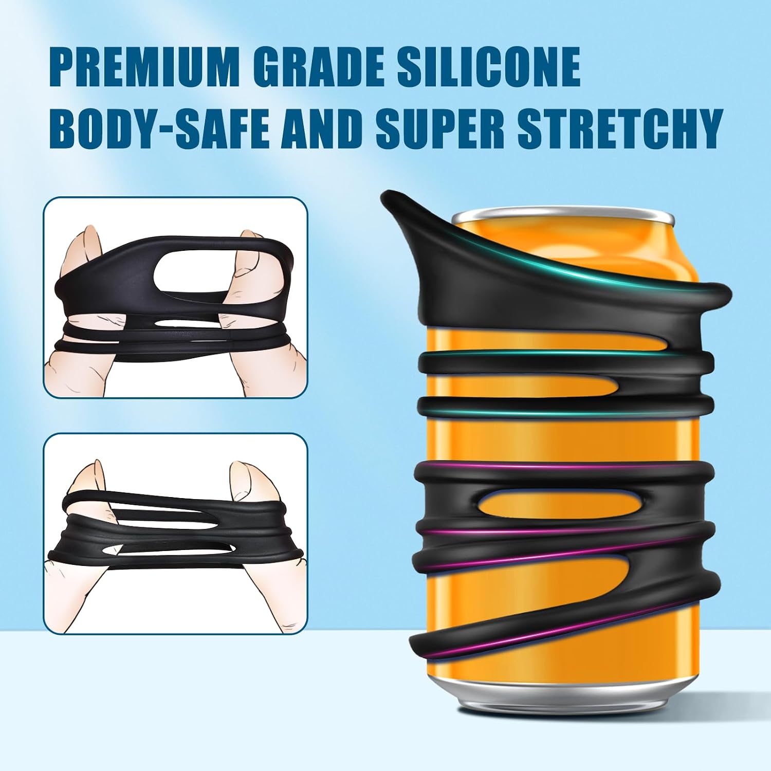 Penis Rings Male Sex Toy - Silicone Cock Rings with Different Style Set for Erectile Enhancement, Strechy Body-Safe Adult Sex Toys  Games for Men Couple Black