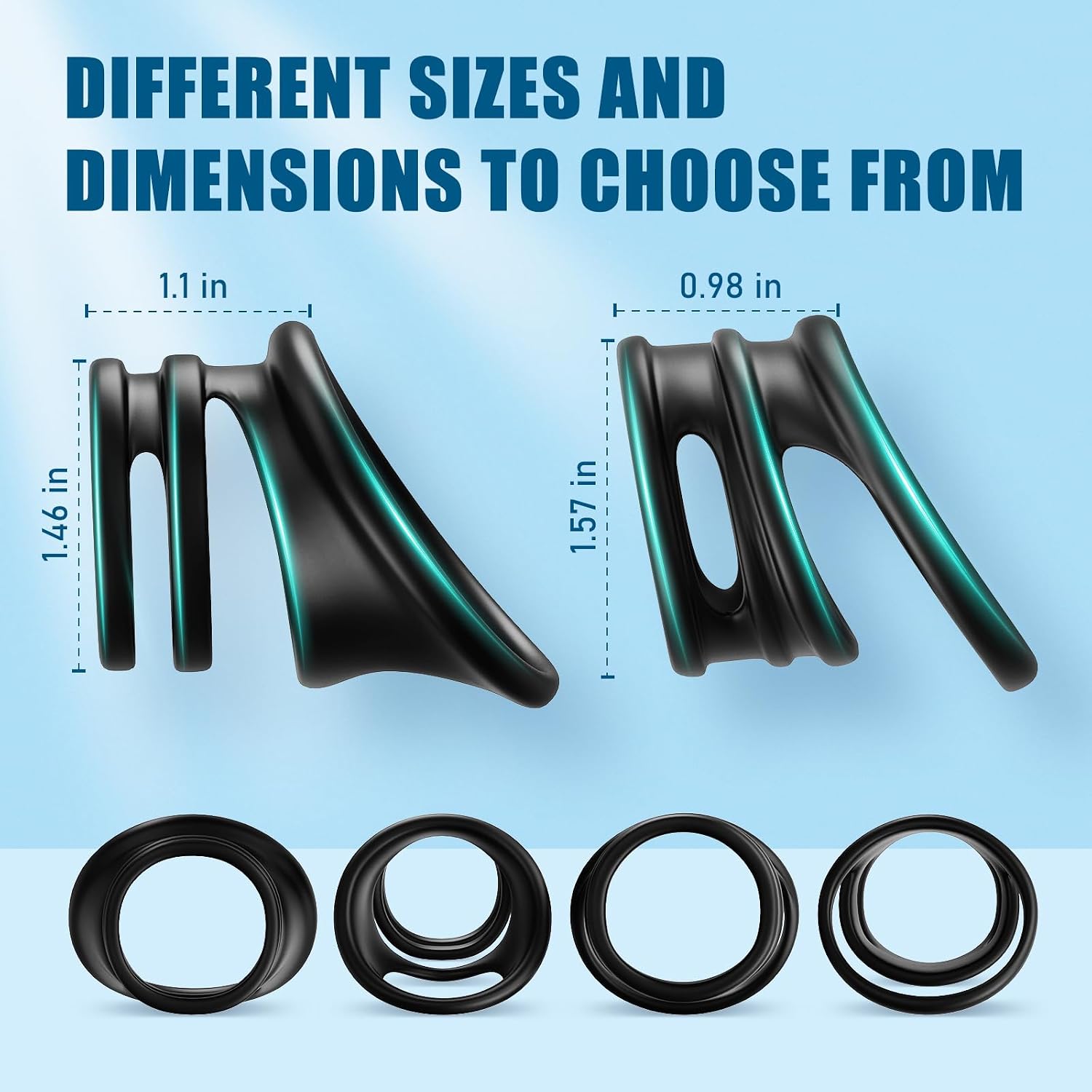 Penis Rings Male Sex Toy - Silicone Cock Rings with Different Style Set for Erectile Enhancement, Strechy Body-Safe Adult Sex Toys  Games for Men Couple Black