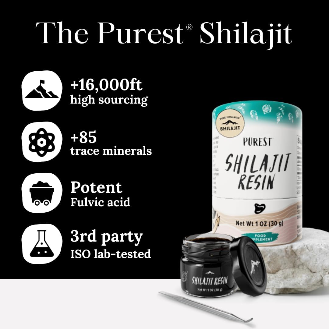 Pure Himalayan Shilajit | 100% Pure Natural Shilajit Grade A Max Potency 85+ Trace Minerals  Fulvic Acid | 3rd Party US Lab Tested | Resin | 30g