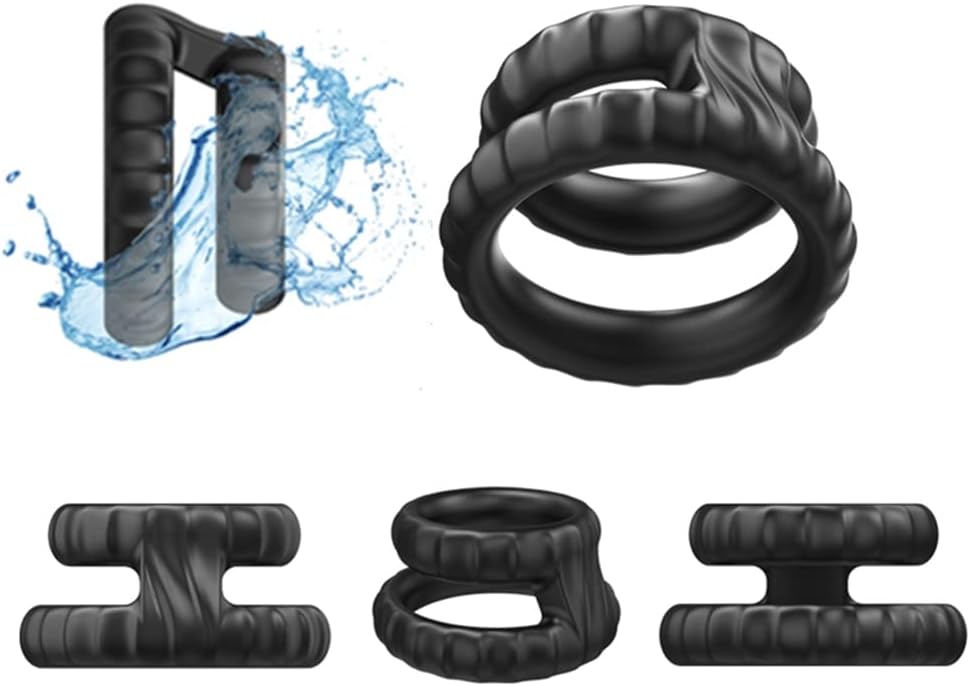 Silicone Penis Ring for Men 7Pcs, Ultra Soft Stretchy Cock Ring Penis Enlargers Erect Support Ring,Adjustable Penis Rings for Male Erection Enhancing Sex Toy for Men Long Lasting (Premium D)