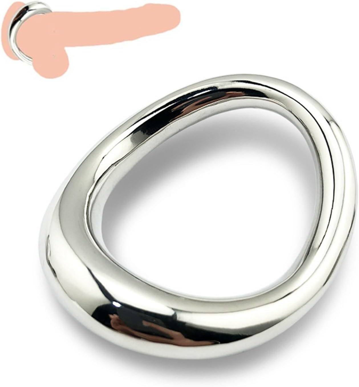 Stainless Steel Metal Cock Ring Metal Penis Ring,Arc Ring Delay Ring Male Metal Ball Scrotum Stretcher Delay Ejaculation Lasting Erection (A3:51x56mm)