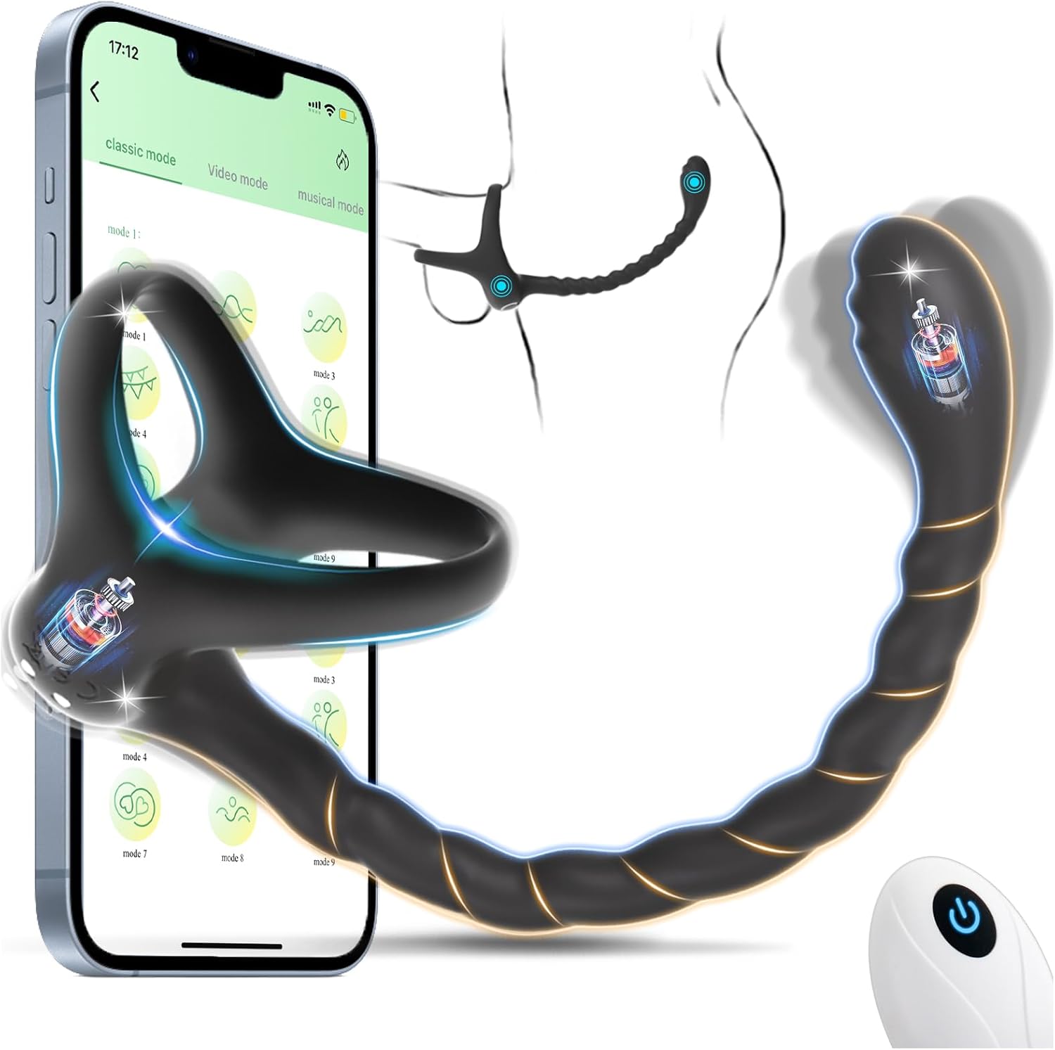 Anal Adult Sex Toys for Men, in Prostate Massager Male Couples Sex Toy with Vibrating Cock Ring Taint Stimulator, HOESDIK