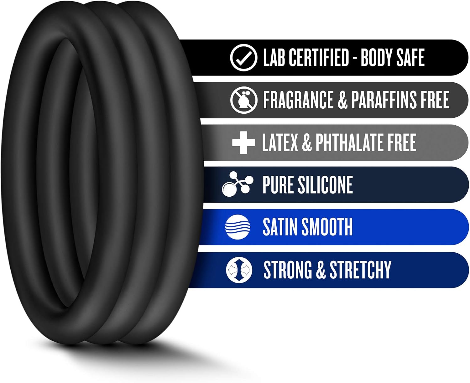 Blush Performance VS1 Silicone Cock Rings - Penis Ring Pack - 1.75” Stretch Fit - Platinum Cured Stretchy C Rings - Male Stamina Enhancement Bigger Erections Adult Sex Toy - Black review
