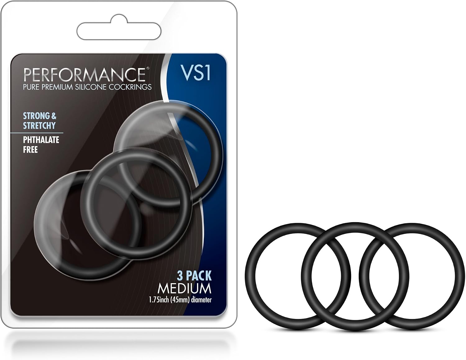 Blush Performance VS1 Silicone Cock Rings - Penis Ring Pack - 1.75” Stretch Fit - Platinum Cured Stretchy C Rings - Male Stamina Enhancement Bigger Erections Adult Sex Toy - Black review