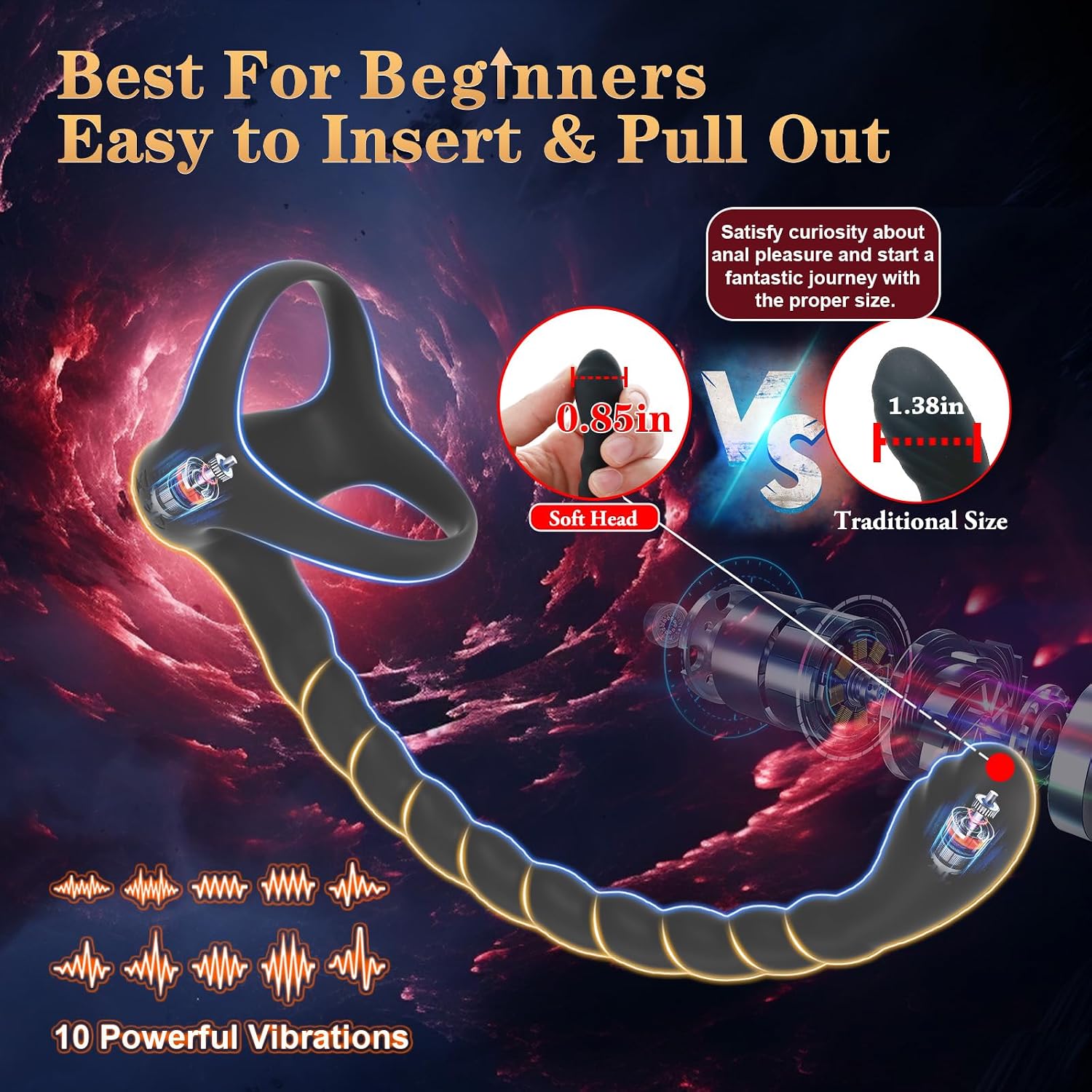 https://www.amazon.com/dp/B0CHS46YB9 - Anal Adult Sex Toys for Men, in Prostate Massager Male Couples Sex Toy with Vibrating Cock Ring Taint Stimulator, HOESDIK