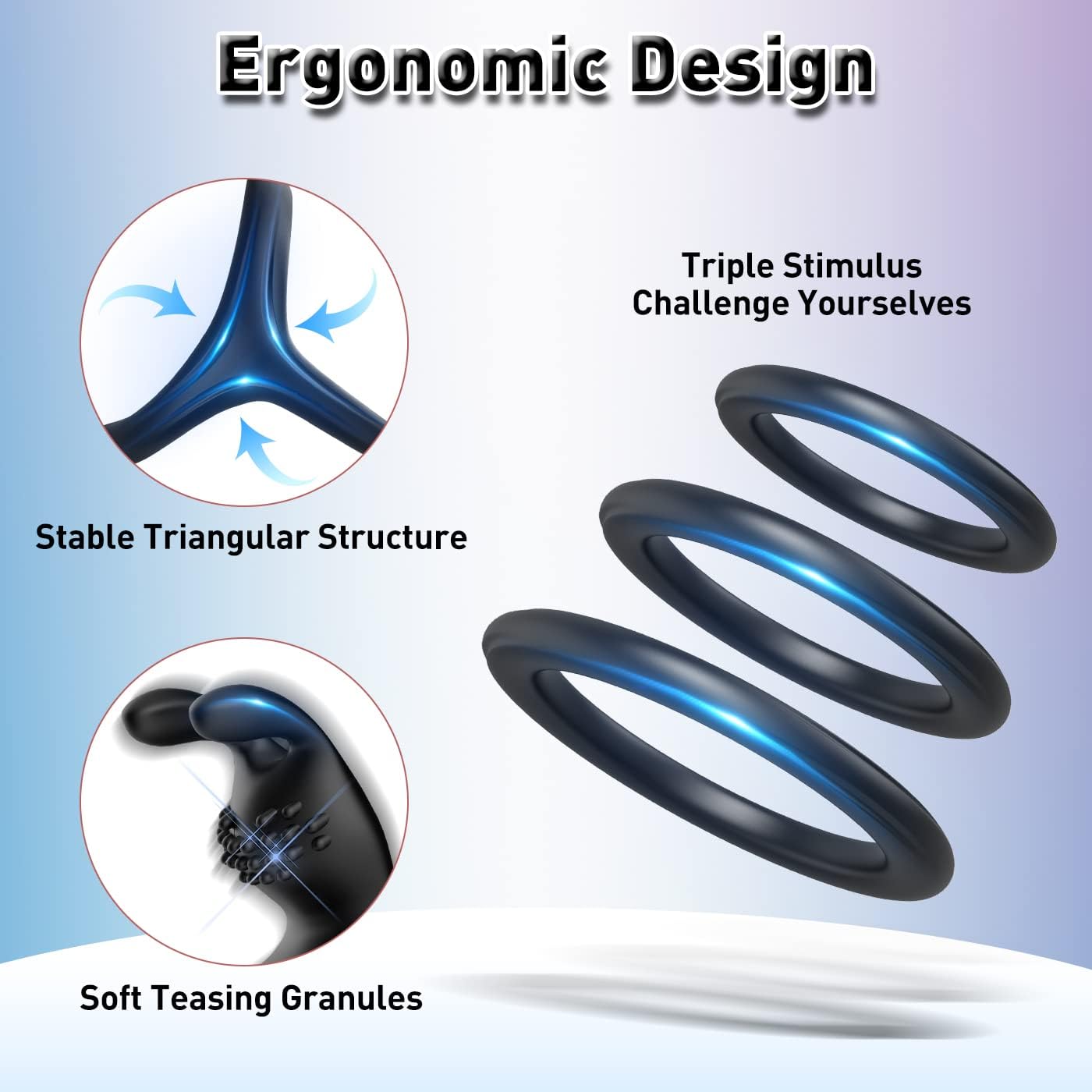 Silicone Penis Rings Cockrings - Vlatne 5pcs Ultra Soft Cock Ring Set for Men Longer Lasting Erection, Adult Sex Toys for Men