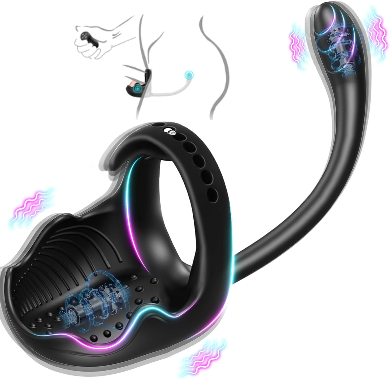 Vibrating Cock Ring Sex Toys for Men - Prostate Massager Testicles Toys Male Vibrator, Remote Control Adult Anal Sex Toys Vibrating Butt Plug, Silicone Penis Ring Vibrators Erection Ball Stimulator review
