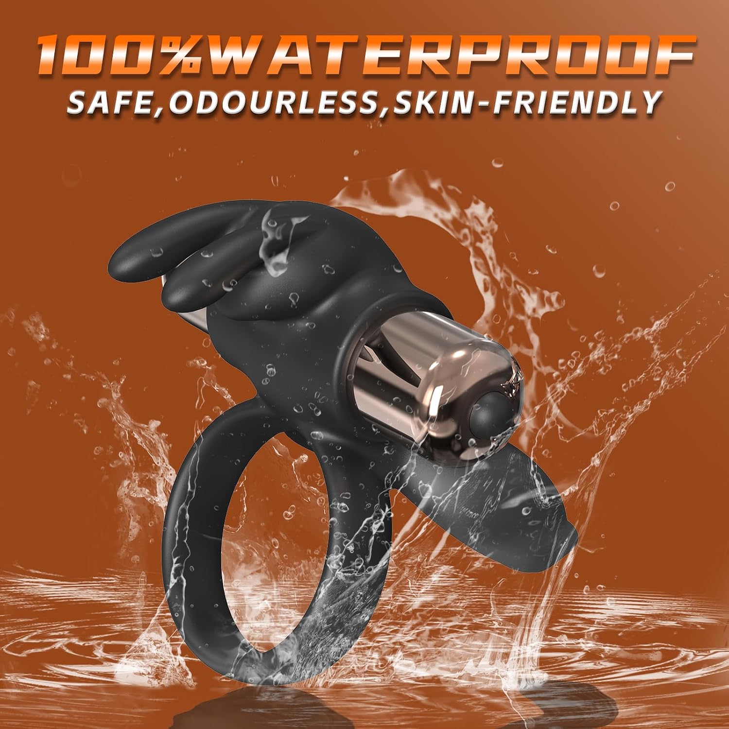 Vibrating Double Cock Ring - Bunny Ears Penis Ring with Vibration Modes for Men Longer Harder Stronger & Testicles